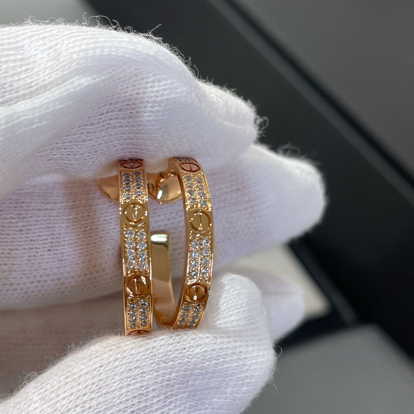 ¡®Moco¡¯LOVE DIAMOND PINK GOLD HOOP EARRINGS