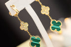 ¡®Star¡¯CLOVER EARRINGS GOLD MALACHITE DIAMOND 3 MOTIF
