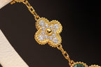 ¡®Star¡¯CLOVER EARRINGS GOLD MALACHITE DIAMOND 3 MOTIF
