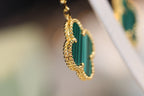 ¡®Star¡¯CLOVER EARRINGS GOLD MALACHITE DIAMOND 3 MOTIF