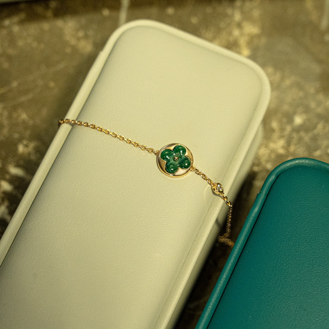 ¡®Star¡¯SUN MALACHITE 1 DIAMOND PINK GOLD BRACELET
