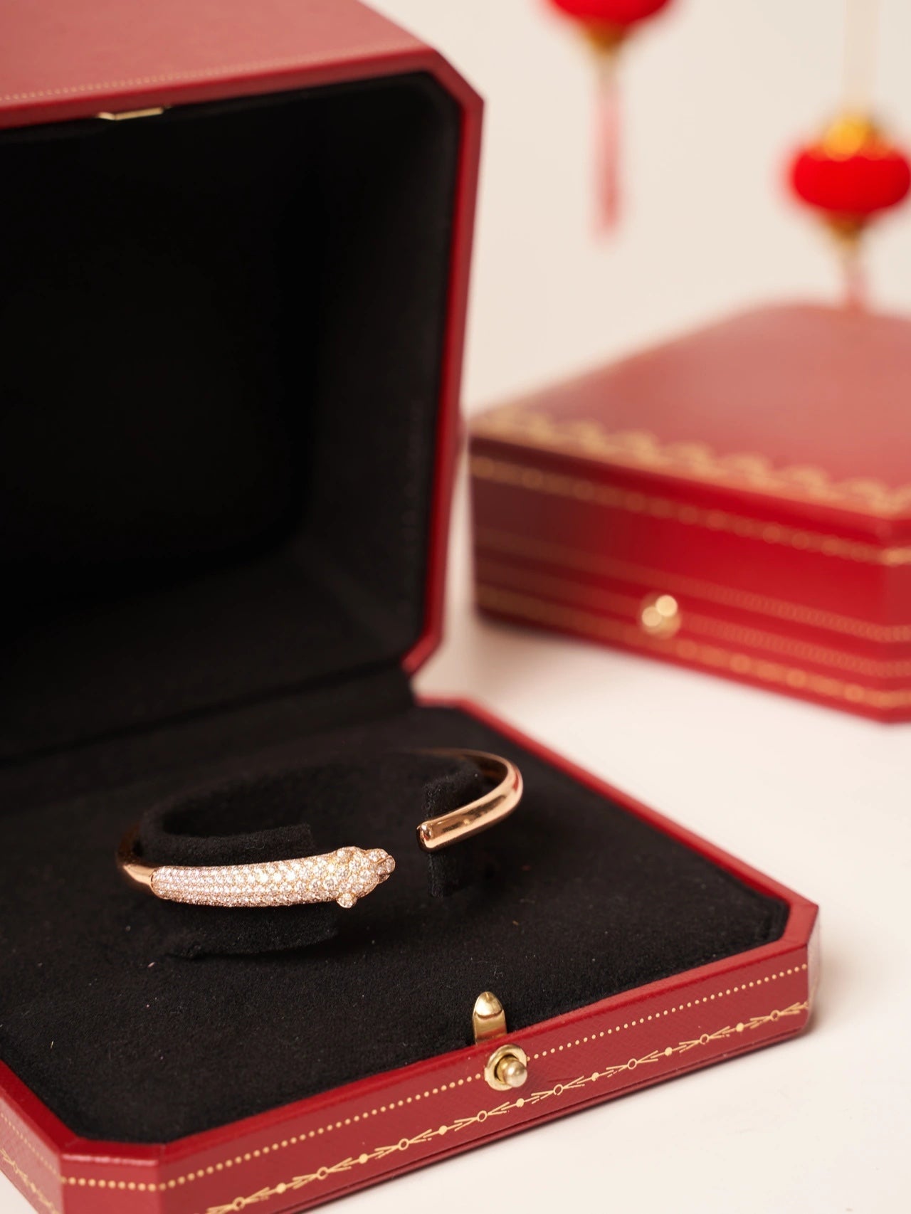 ¡®Moco¡¯PANTHERE ROSE GOLD DIAMOND OPEN BRACELET