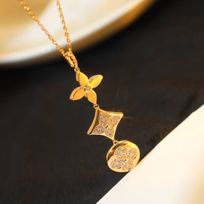 ¡®Moco¡¯STAR AND SUN DIAMOND PINK GOLD NECKLACE