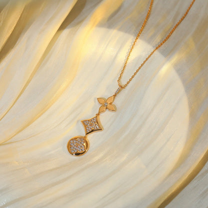 ¡®Moco¡¯STAR AND SUN DIAMOND PINK GOLD NECKLACE