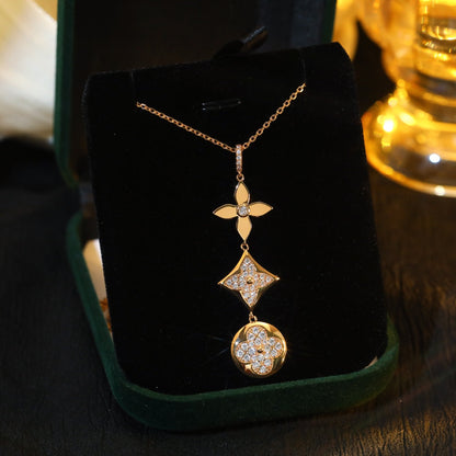 ¡®Moco¡¯STAR AND SUN DIAMOND PINK GOLD NECKLACE