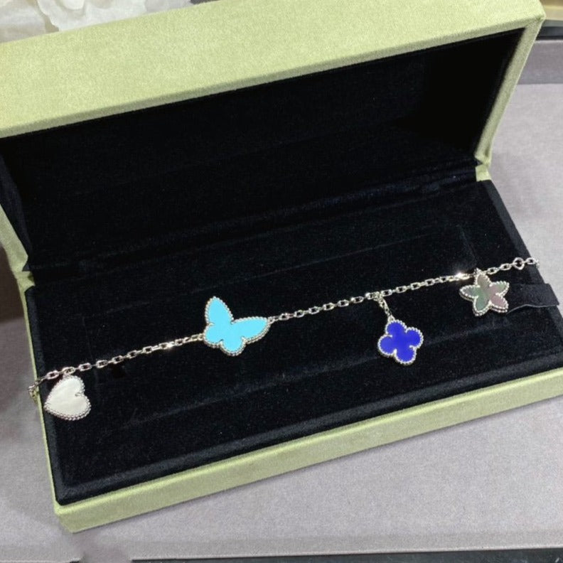 ¡®Star¡¯LUCKY SPRING SILVER BRACELET 4 MOTIF