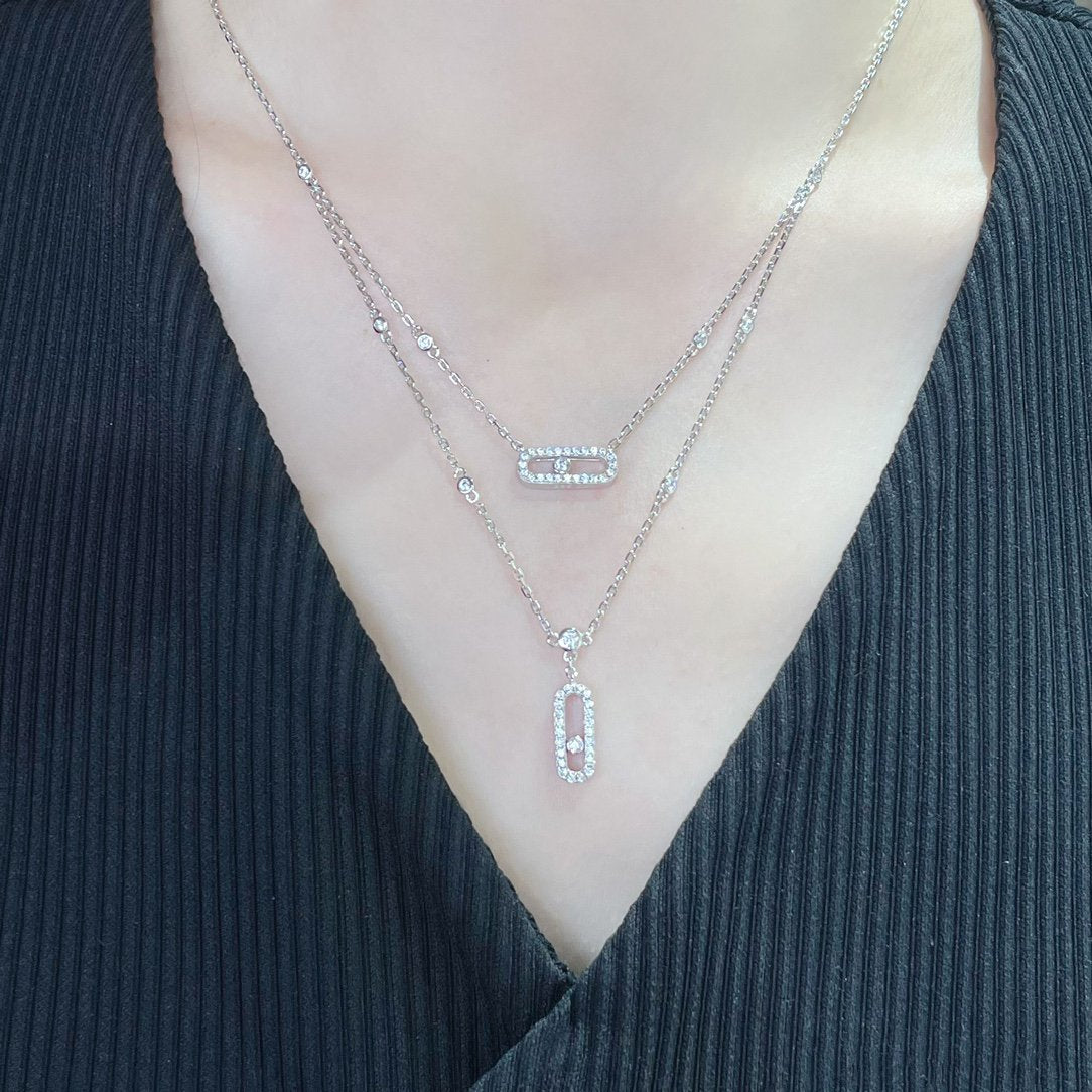 [moco jewelrys ]MOVE 2 ROW DIAMOND NECKLACE
