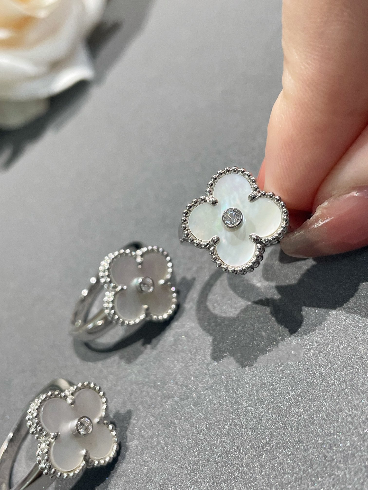 ¡®Star¡¯CLOVER SILVER MOP DIAMOND RING