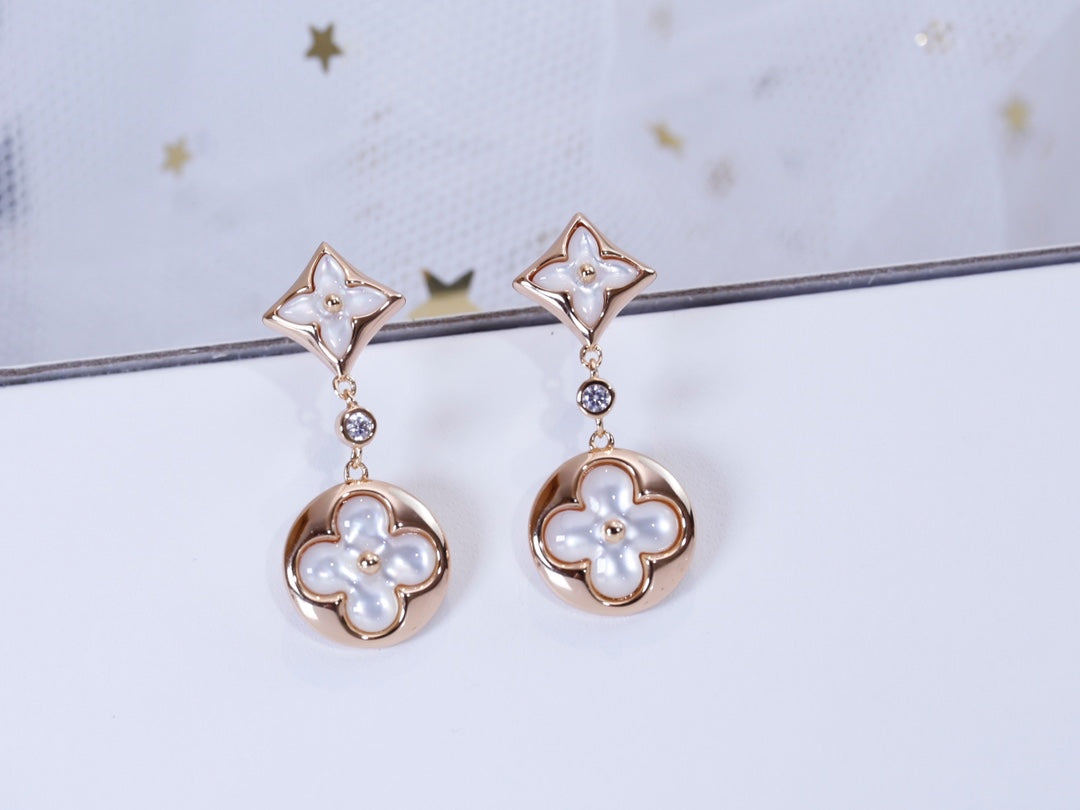 ¡®Star¡¯STAR AND SUN PINK GOLD MOP DROP EARRINGS