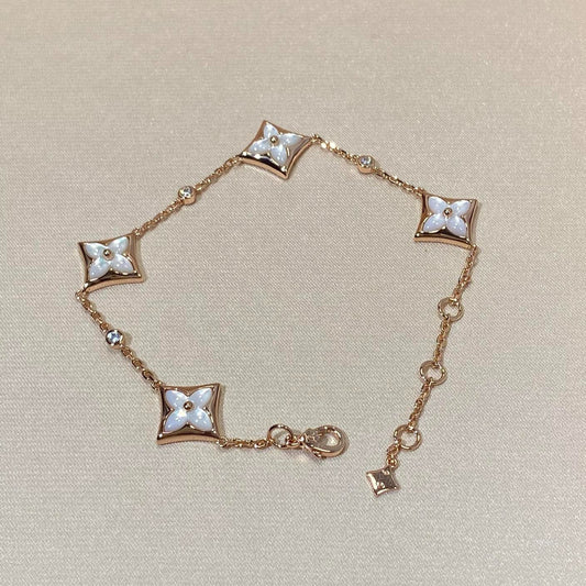 ¡®Moco¡¯STAR 4 MOTIF MOP DIAMOND PINK GOLD BRACELET