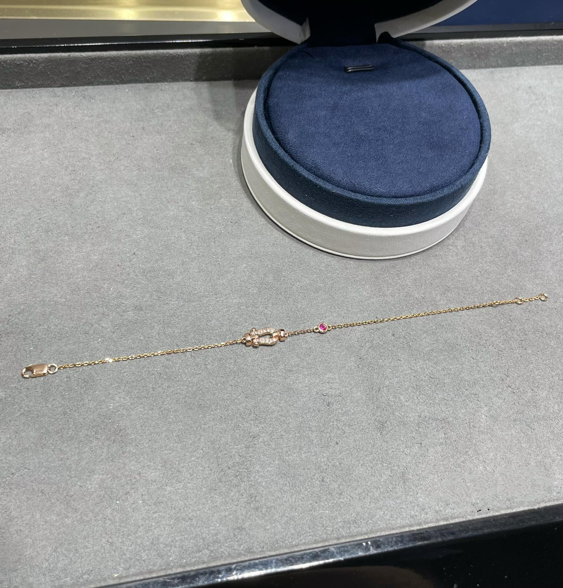 ¡®Star¡¯FORCE 10 DIAMOND CHAIN LINK PINK GOLD BRACELET