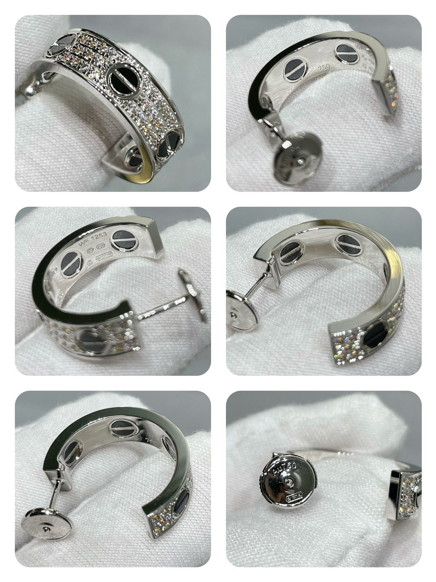 ¡®Moco¡¯LOVE CERAMIC DIAMOND PAVED SILVER EARRINGS