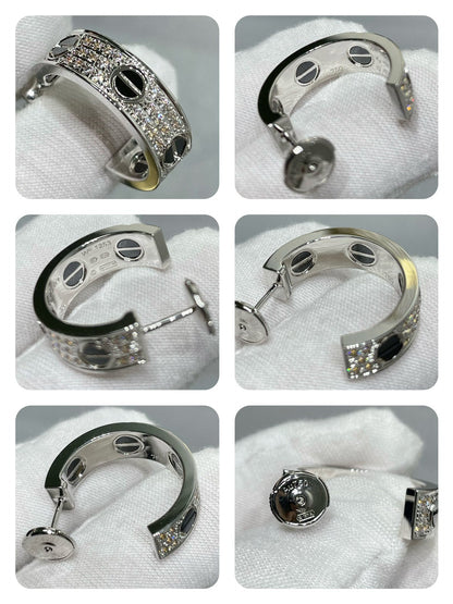 ¡®Moco¡¯LOVE CERAMIC DIAMOND PAVED SILVER EARRINGS