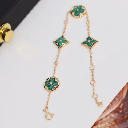 ¡®Moco¡¯STAR AND SUN 4 MOTIF PINK GOLD MALACHITE BRACELET