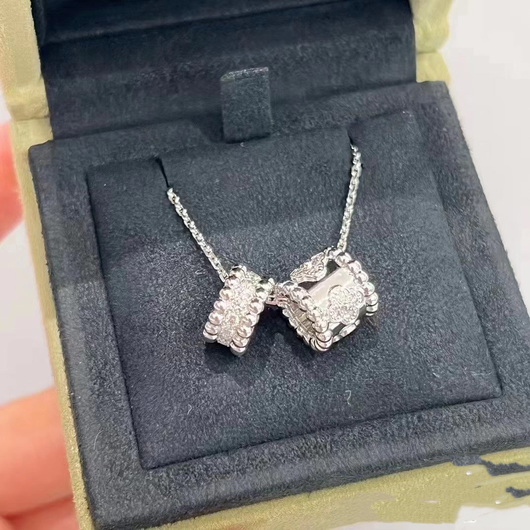 ¡®Star¡¯PERLEE DOUBLE PENDANT SILVER DIAMOND NECKLACE