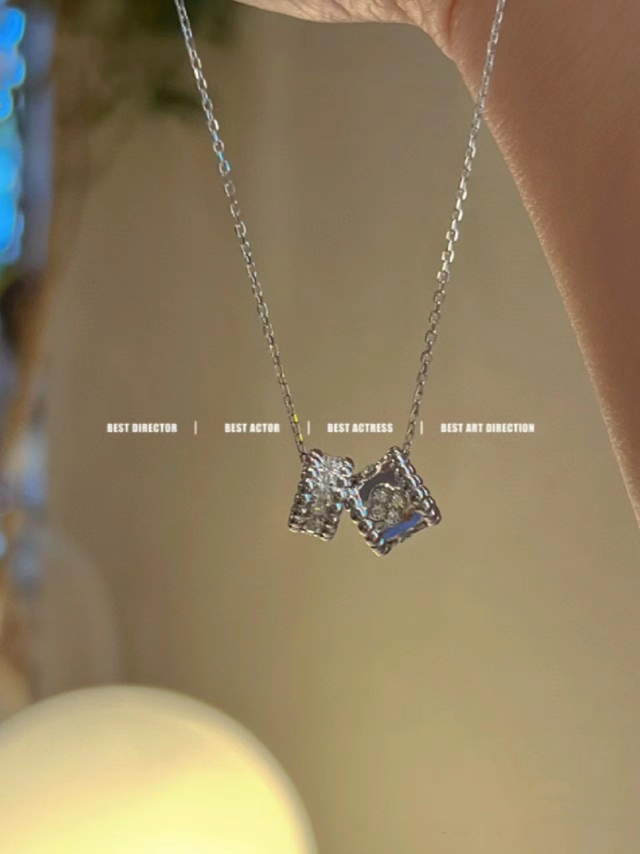 ¡®Star¡¯PERLEE DOUBLE PENDANT SILVER DIAMOND NECKLACE