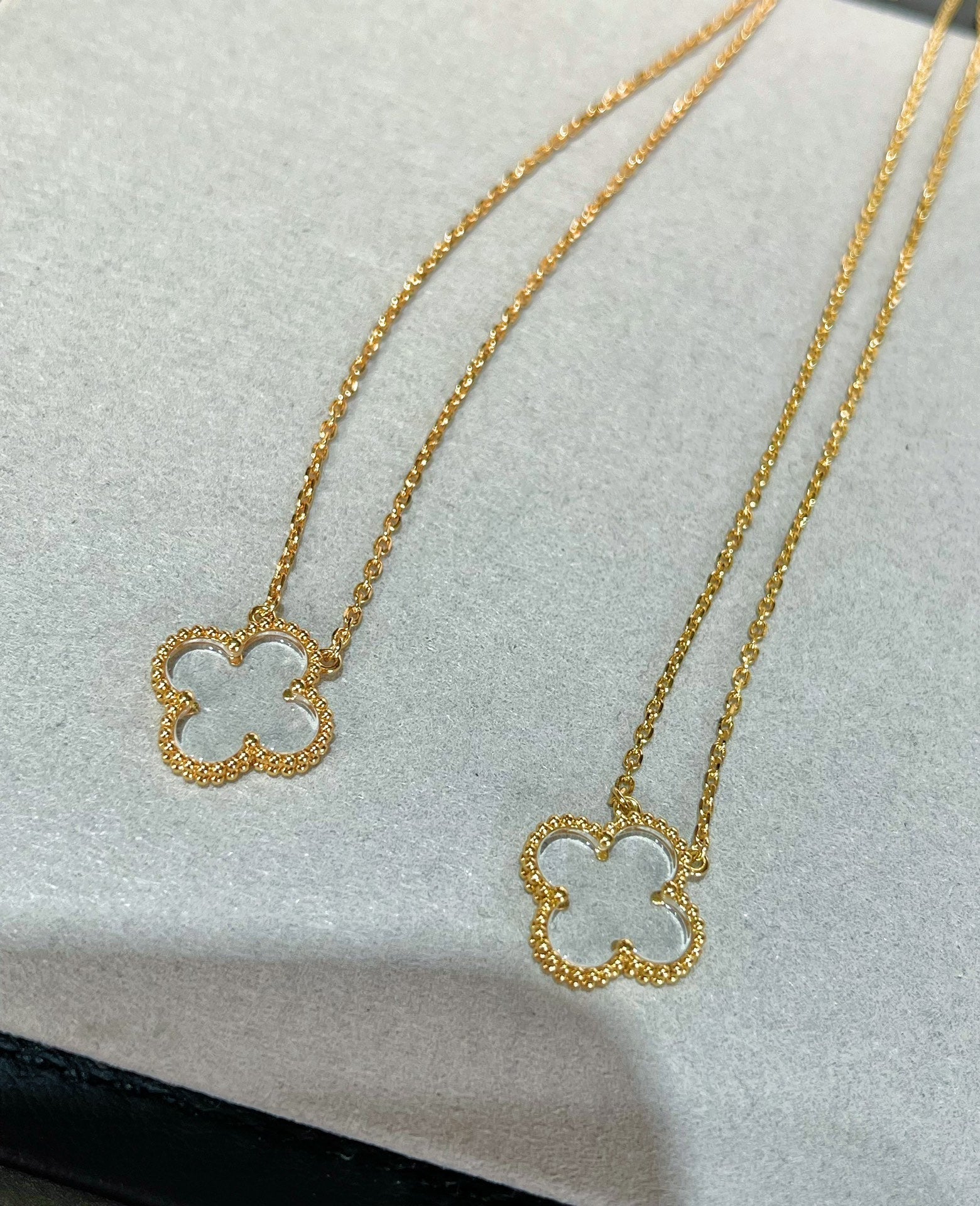 ¡®Star¡¯CLOVER ROCK CRYSTAL ROSE GOLD NECKLACE