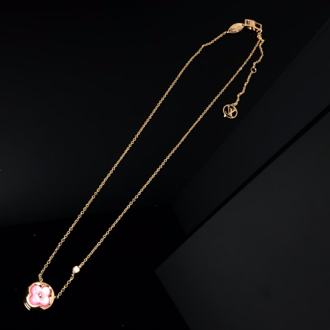 ¡®Star¡¯COLOR BLOSSOM PINK MOP SUN GOLD NECKLACE