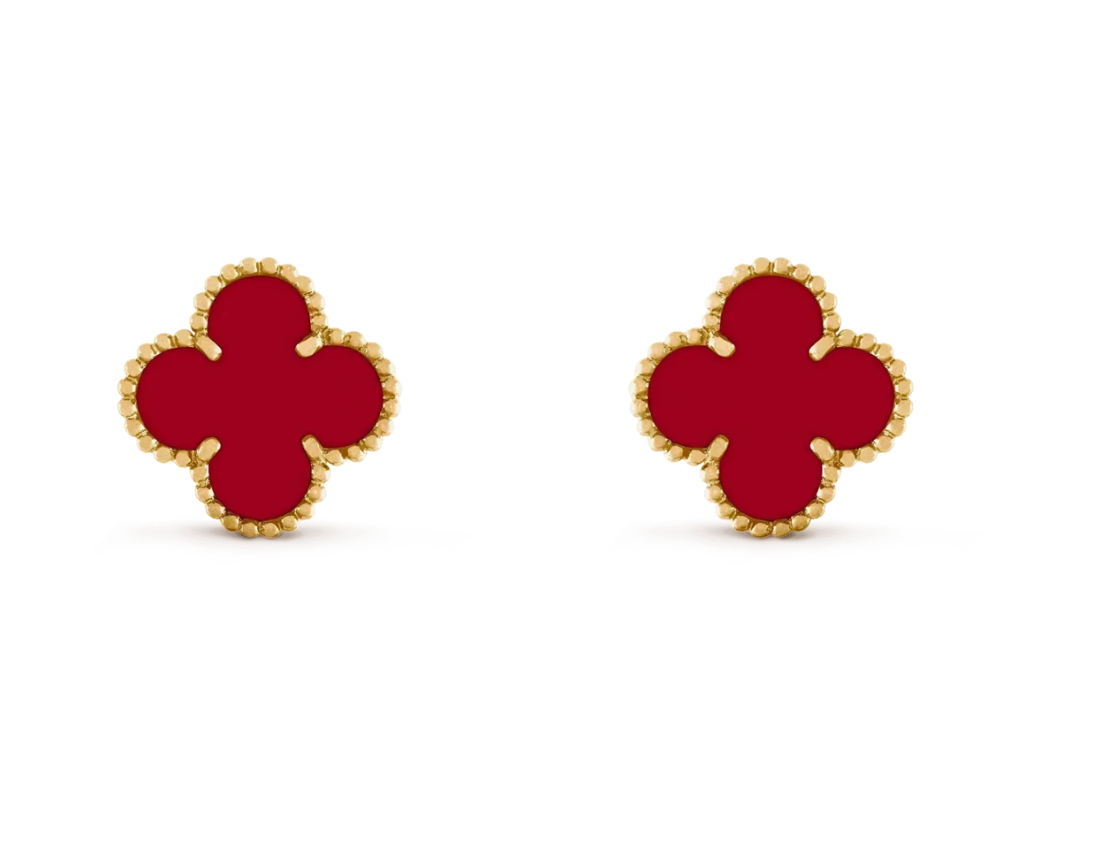 [Star] CLOVER 20MM RED AGATE EARRINGS