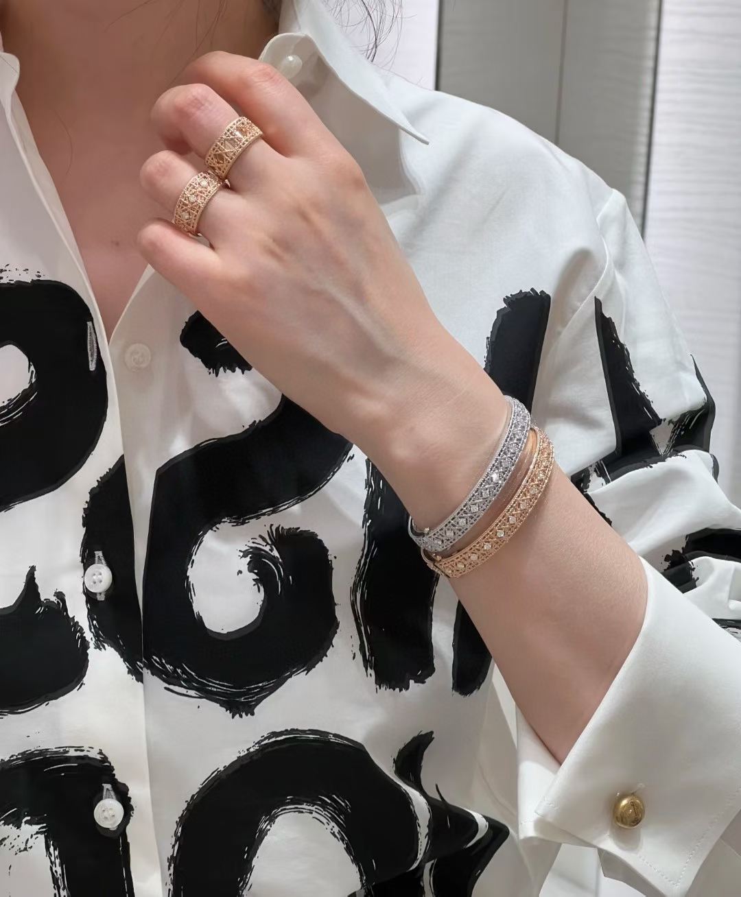 [Star] 2026 WOVEN-PATTERN BRACELET SET WITH FULL DIAMOND INLAY THREE-COLORS