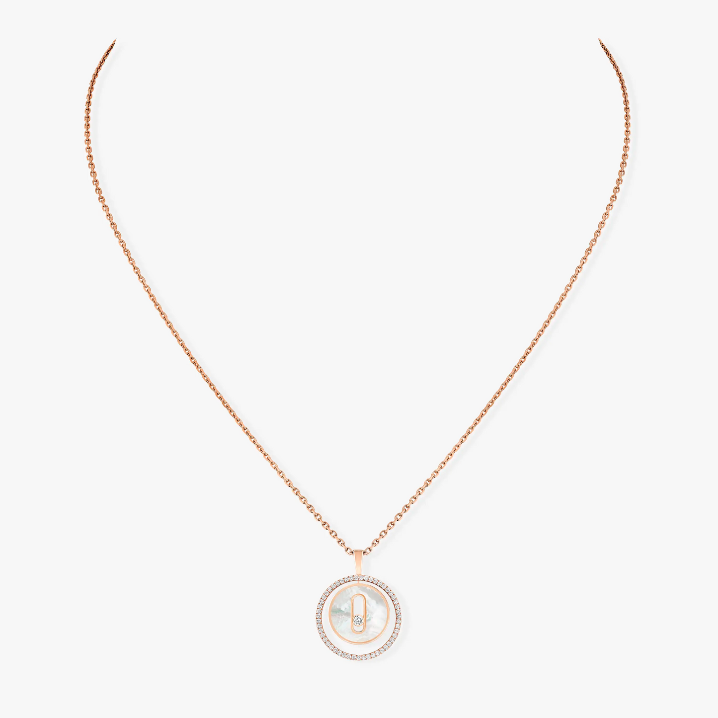 [moco jewelrys ]moco jewelrys MOVE 1 DIAMOND WHITE MOTHER OF PEARL PINK GOLD DIAMOND NECKLACE