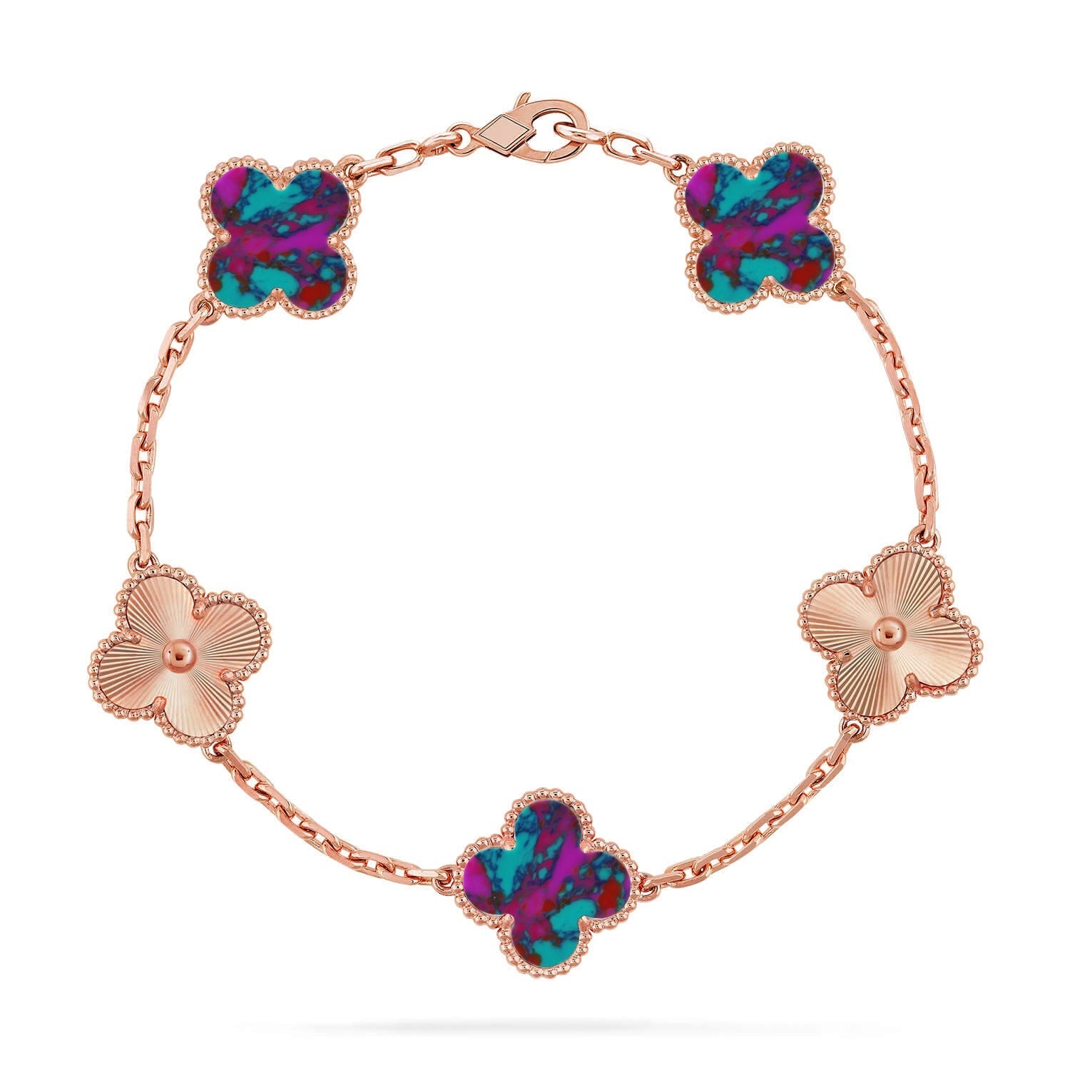 [Star]New CLOVER 5 MOTIF COLOR GEMSTONES BRACELET COLLECTION