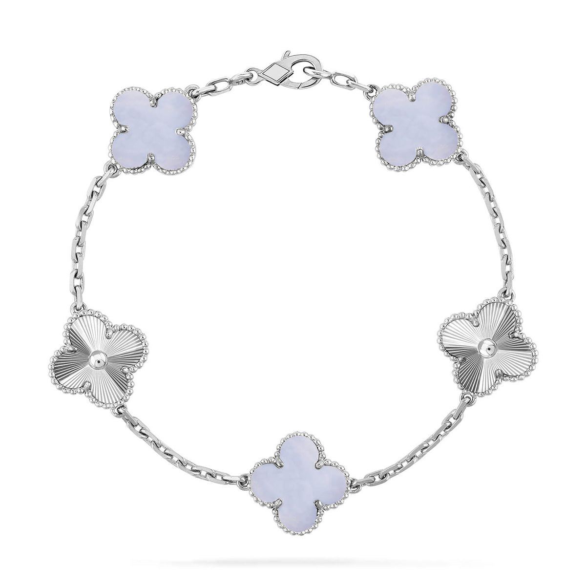 [Star]New  CLOVER 5 MOTIF PURPLE CHALCEDONY BRACELET COLLECTION
