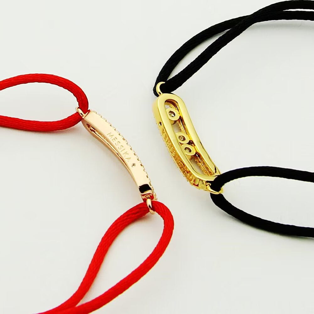 [moco jewelrys ]Messika Care(s) pink cord pavé bracelet