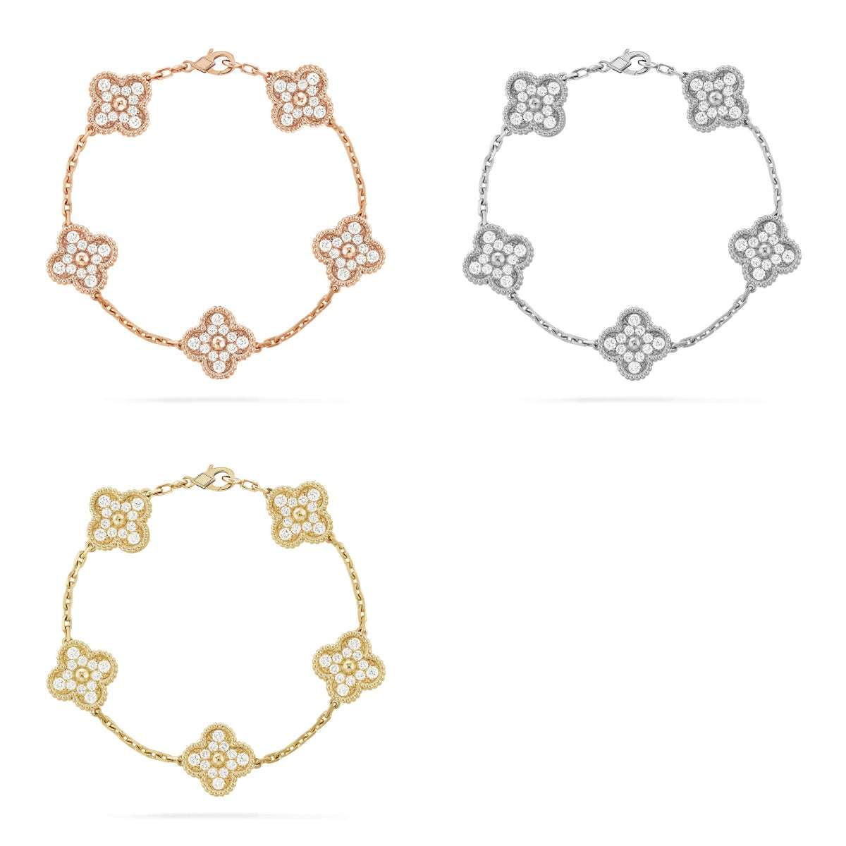 [Star] New  CLOVER 5 MOTIF FULL DIAMOND BRACELET COLLECTION