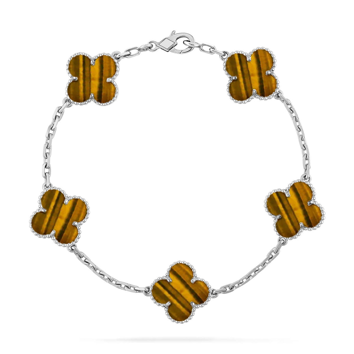 [Moco]New  CLOVER 5 MOTIFS TIGER EYE BRACELET COLLECTION