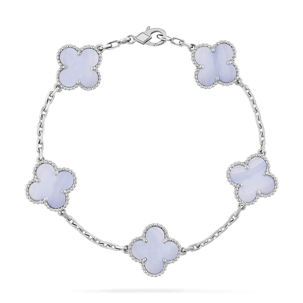 [Star]New  CLOVER 5 MOTIF PURPLE CHALCEDONY BRACELET COLLECTION