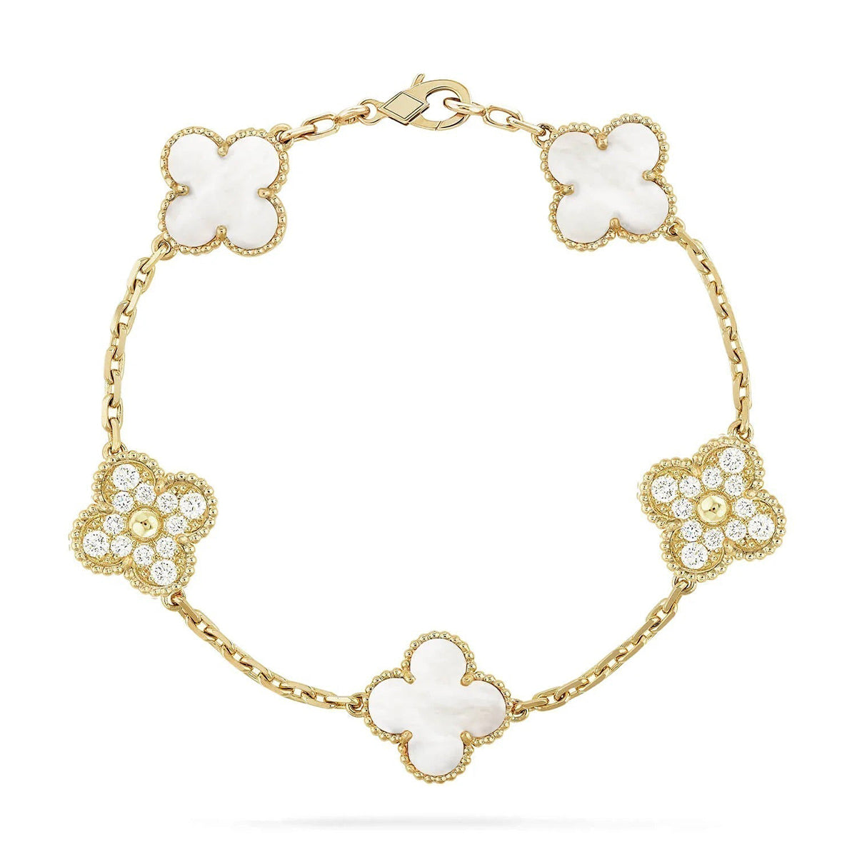 [Star]New CLOVER WHITE PEARL MOP 5 MOTIF BRACELET COLLECTION