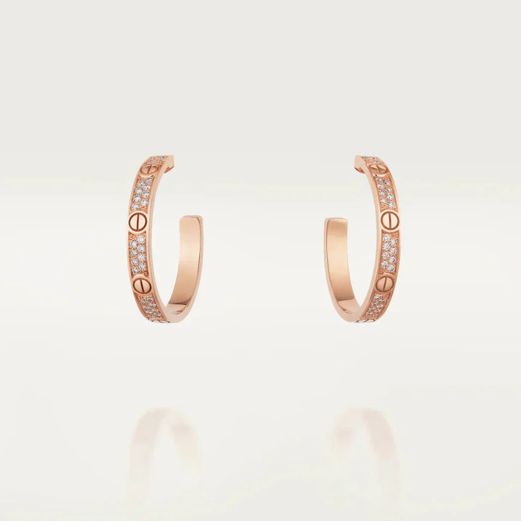 ¡®Star¡¯LOVE DIAMOND PINK GOLD HOOP EARRINGS