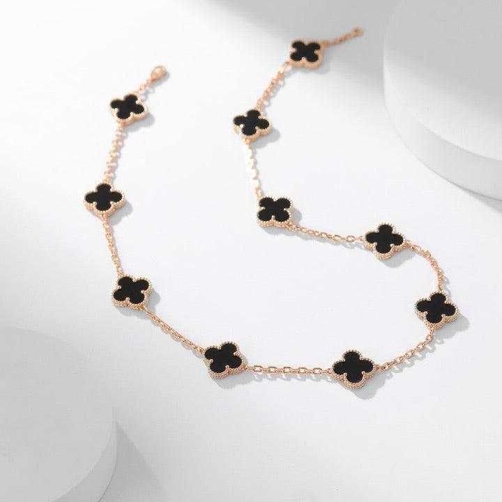 ¡®Star¡¯CLOVER 10 MOTIFS ONYX NECKLACE