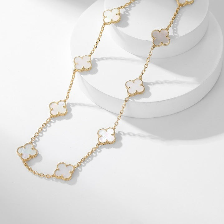¡®Star¡¯CLOVER 10 MOTIFS WHITE MOTHER OF PEARL NECKLACE