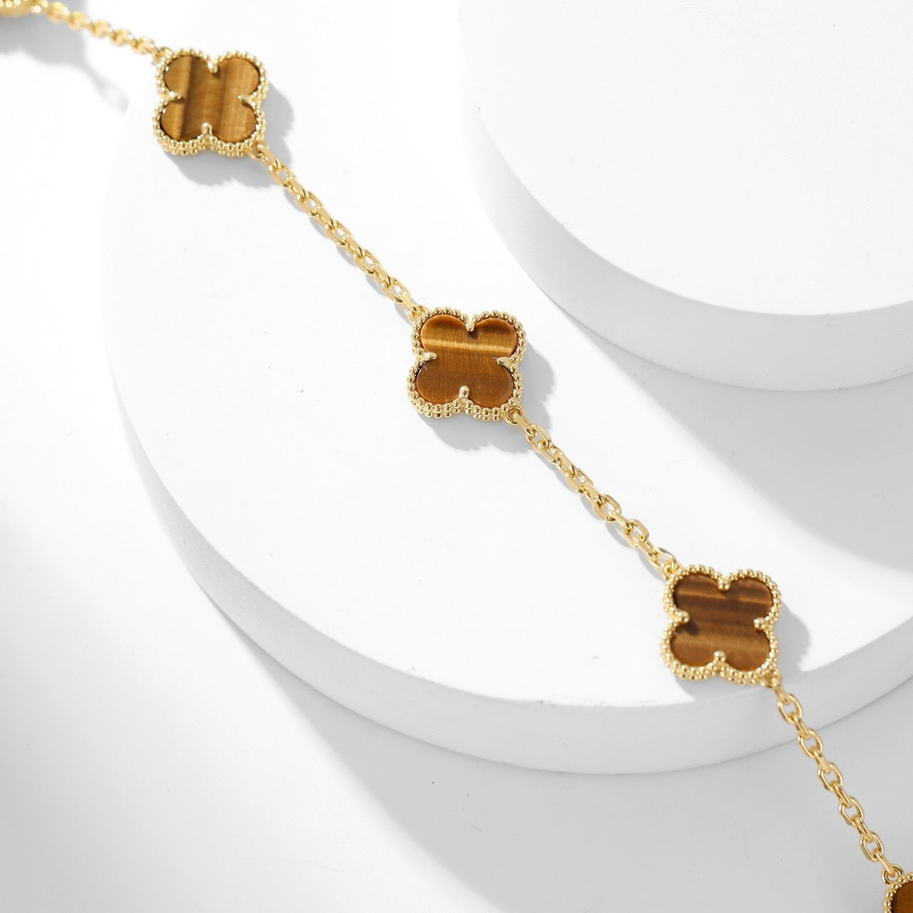 ¡®Star¡¯CLOVER 10 MOTIFS TIGER EYE NECKLACE
