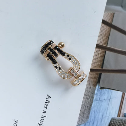 ¡®Moco¡¯FORCE LARGE HORSESHOE BLACK WHITE DIAMOND BRACELET SILVER