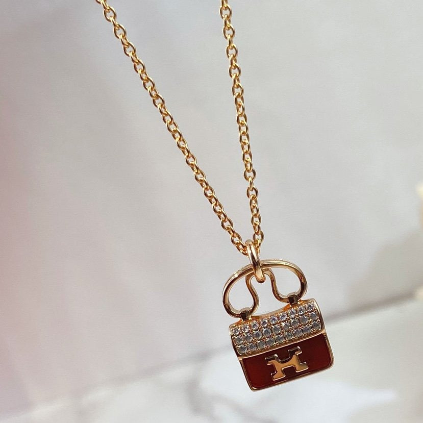 ¡®Moco¡¯CONSTANCE RED PEDANT PINK GOLD NECKLACE