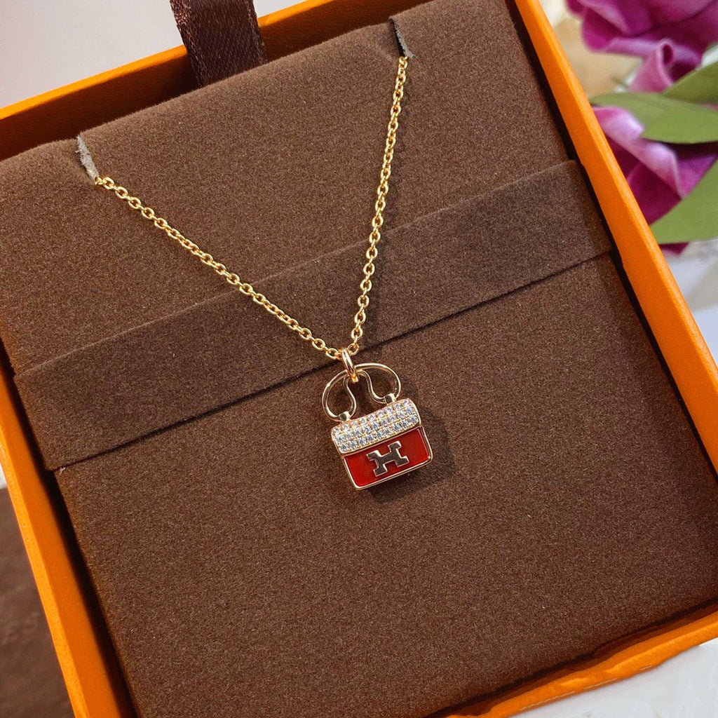 ¡®Star¡¯CONSTANCE RED PEDANT PINK GOLD NECKLACE