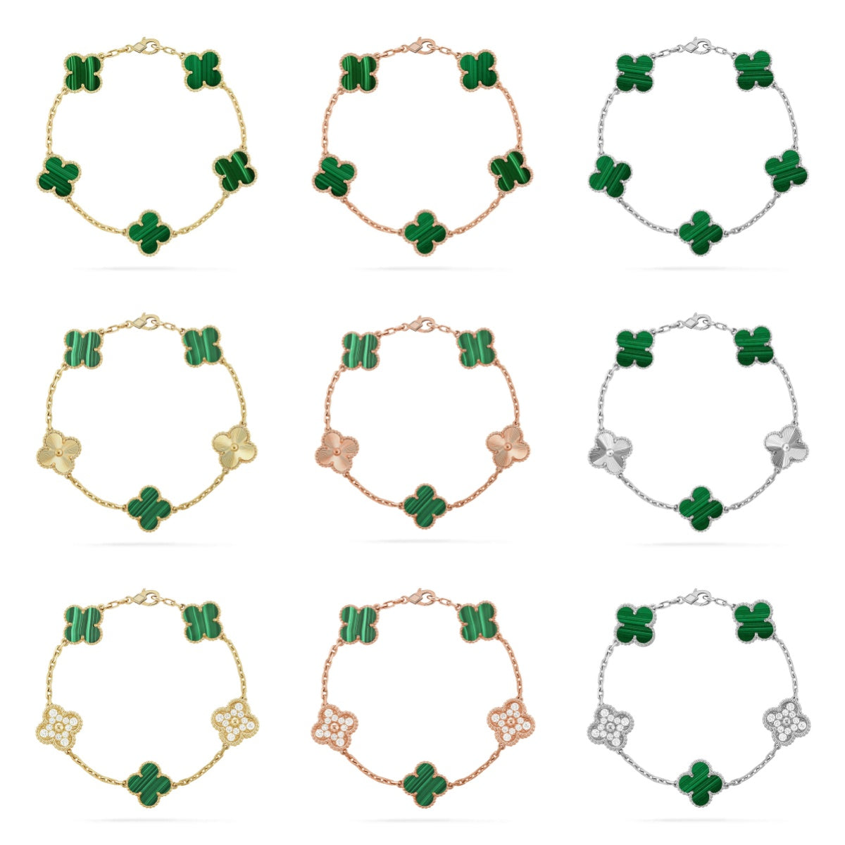 [Star]New  CLOVER 5 MOTIF MALACHITE BRACELET COLLECTION