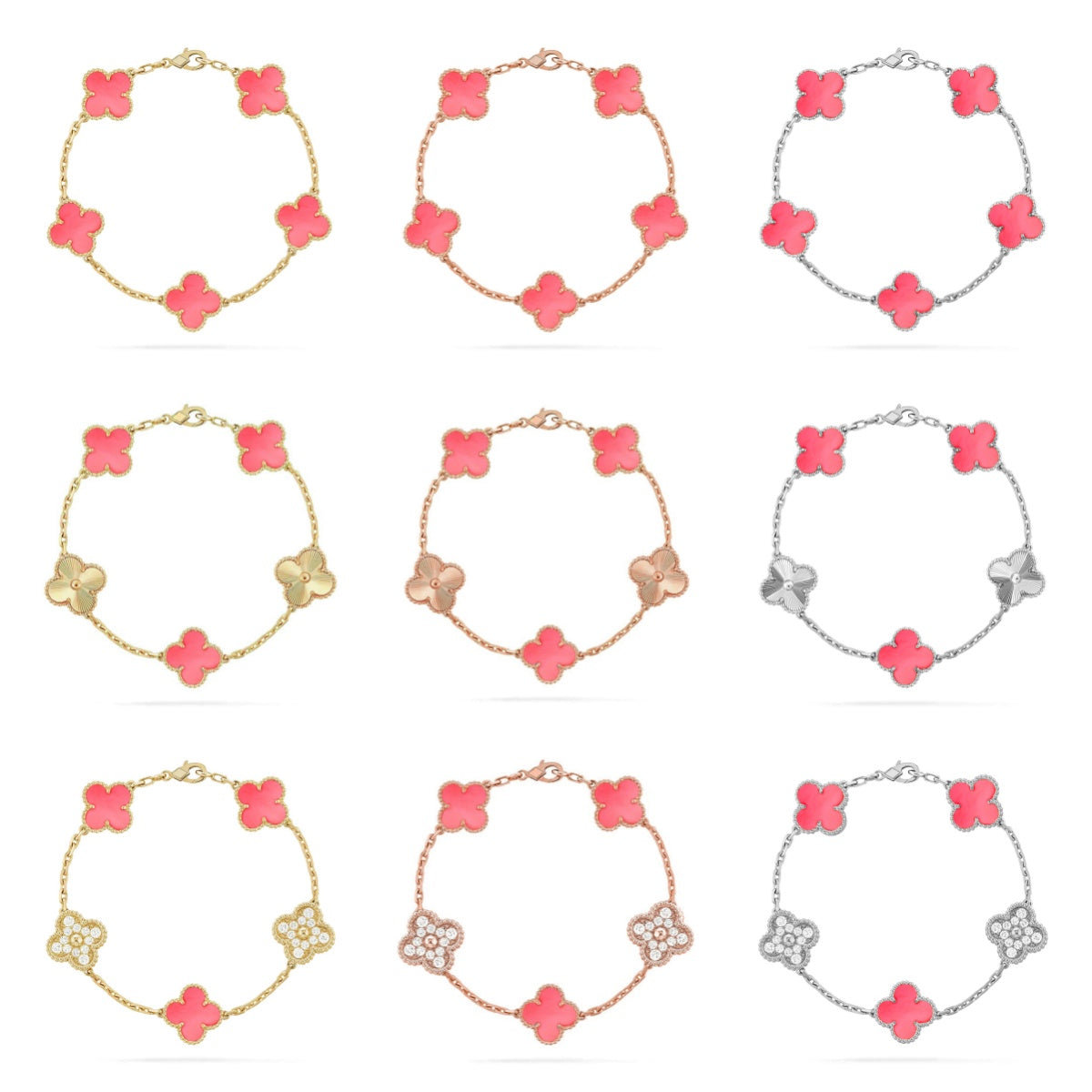 [Star]New  CLOVER 5 MOTIFS  PINK MOP BRACELET COLLECTION