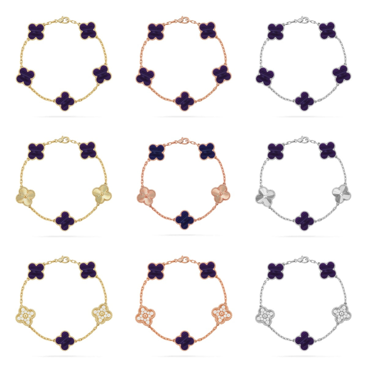 [Star]New CLOVER 5 MOTIF PURPLE STRIPES BRACELET COLLECTION