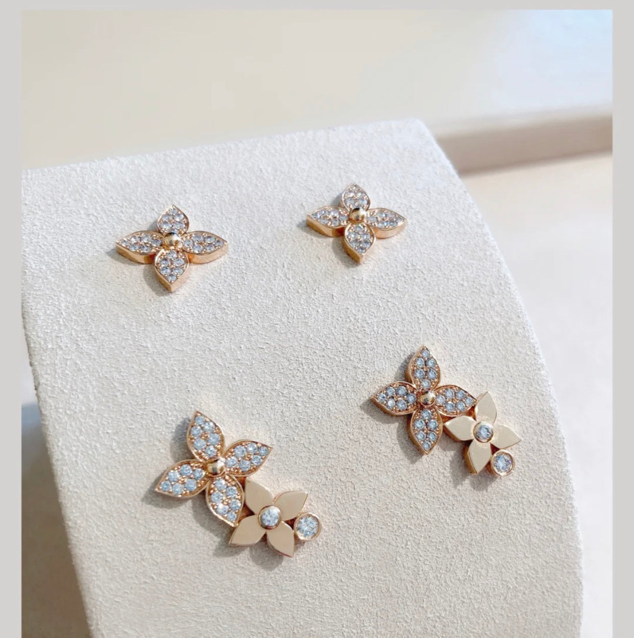 ¡®Star¡¯STAR BLOSSOM STUD EARRINGS PINK GOLD DIAMONDS