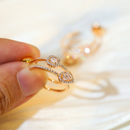 [moco jewelrys ]CREOLES MY TWIN 2 RANGS SILVER DIAMOND EARRINGS