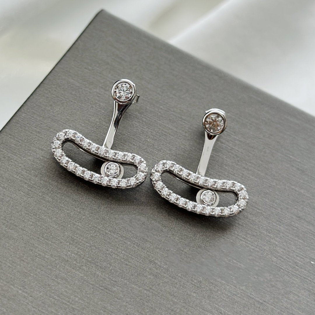 [moco jewelrys ]MOVE UNO SILVER DIAMOND EARRINGS
