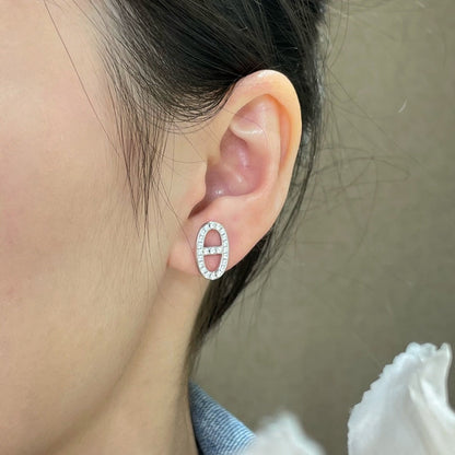 ¡®Moco¡¯HM FULL DIAMOND PIG NOSE STUD EARRINGS