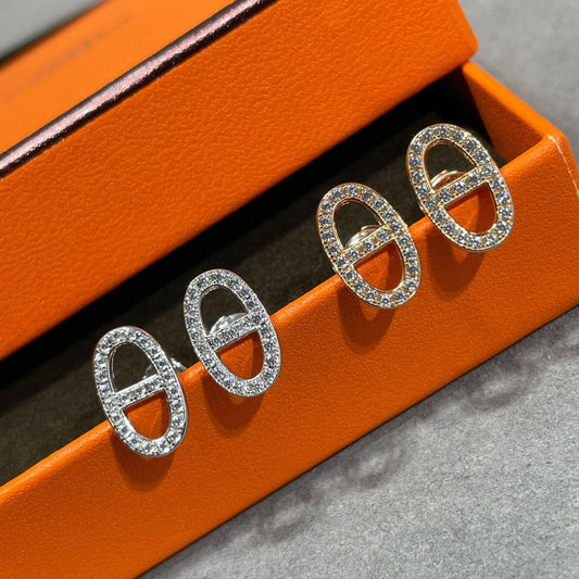 ¡®Moco¡¯HM FULL DIAMOND PIG NOSE STUD EARRINGS