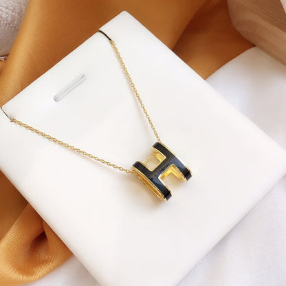 ¡®Moco¡¯HM CLIC BLACK ENAMEL GOLD NECKLACE