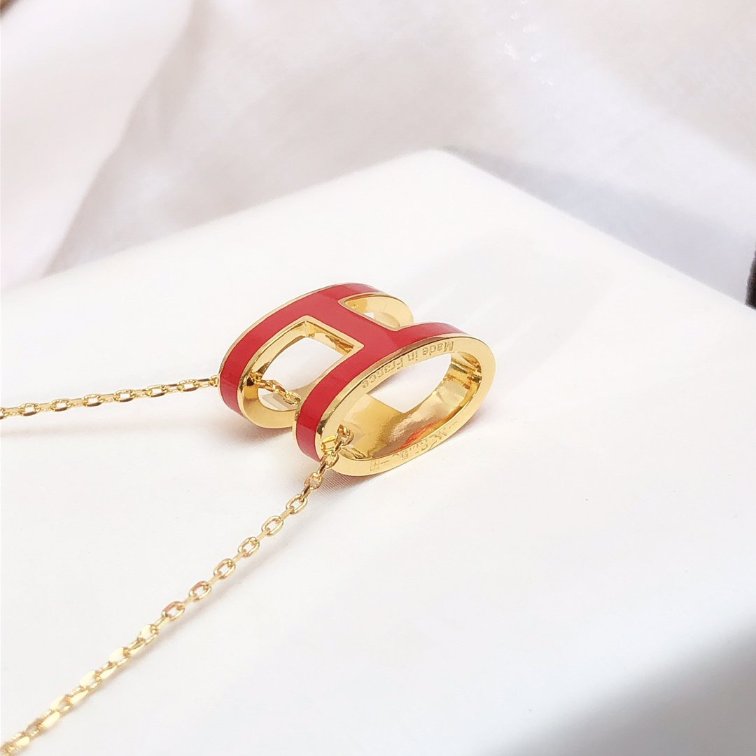 ¡®Moco¡¯HM CLIC RED ENAMEL GOLD NECKLACE