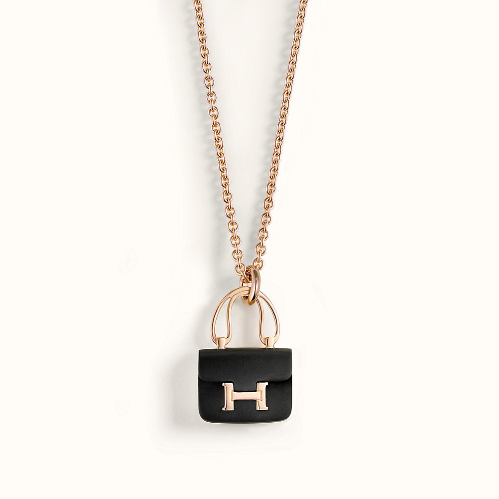 ¡®Moco¡¯CONSTANCE BLACK PEDANT PINK GOLD NECKLACE